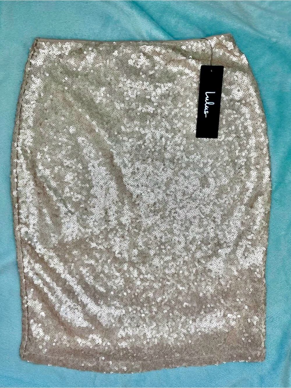 Lulu's Champagne Sequin Pencil Skirt